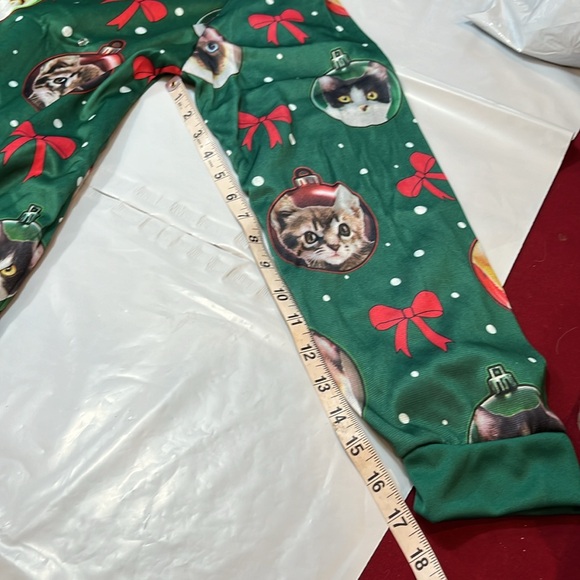 CAT Christmas full body suit Cheer FUNNY Light Up 1 Piece Sleep Suit mens NEW M - Picture 11 of 16